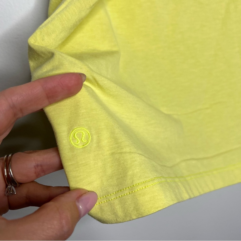 J13 LULULEMON Size 6 Electric Lemon Cotton-Blend TANK TOP Cropped Knit Women’s - Picture 6 of 8